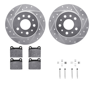 R1 Concepts® - Drilled and Slotted Rear Brake Kit with Semi-Metalic Pads