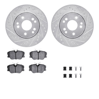 R1 Concepts® - Drilled and Slotted Front Brake Kit with Semi-Metalic Pads