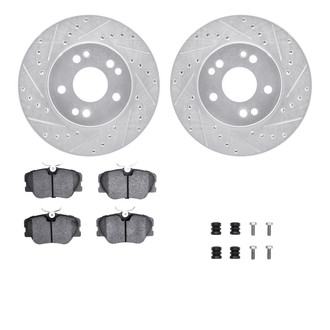 R1 Concepts® - Drilled and Slotted Front Brake Kit with Semi-Metalic Pads