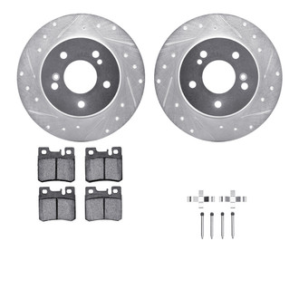 R1 Concepts® - Drilled and Slotted Rear Brake Kit with Semi-Metalic Pads
