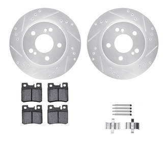 R1 Concepts® - Drilled and Slotted Rear Brake Kit with Semi-Metalic Pads