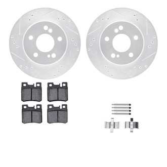 R1 Concepts® - Drilled and Slotted Rear Brake Kit with Semi-Metalic Pads