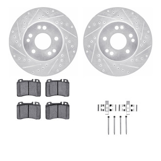 R1 Concepts® - Drilled and Slotted Front Brake Kit with Semi-Metalic Pads