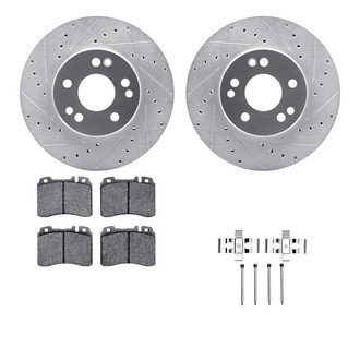 R1 Concepts® - Drilled and Slotted Front Brake Kit with Semi-Metalic Pads