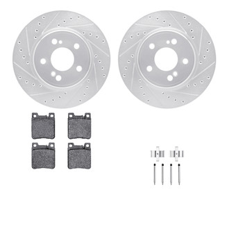 R1 Concepts® - Drilled and Slotted Rear Brake Kit with Semi-Metalic Pads