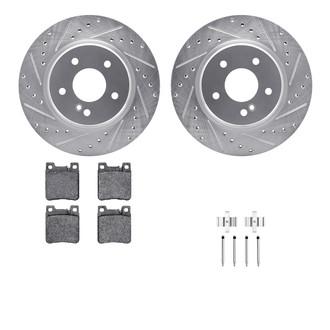 R1 Concepts® - Drilled and Slotted Rear Brake Kit with Semi-Metalic Pads