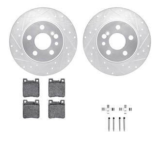 R1 Concepts® - Drilled and Slotted Rear Brake Kit with Semi-Metalic Pads