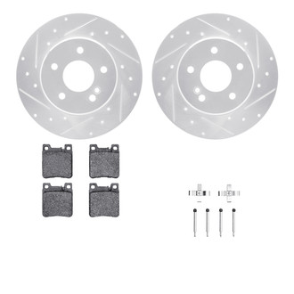 R1 Concepts® - Drilled and Slotted Rear Brake Kit with Semi-Metalic Pads