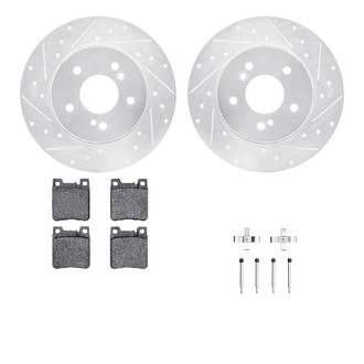 R1 Concepts® - Drilled and Slotted Rear Brake Kit with Semi-Metalic Pads