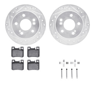 R1 Concepts® - Drilled and Slotted Rear Brake Kit with Semi-Metalic Pads