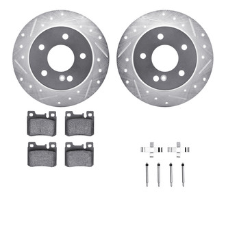 R1 Concepts® - Drilled and Slotted Rear Brake Kit with Semi-Metalic Pads