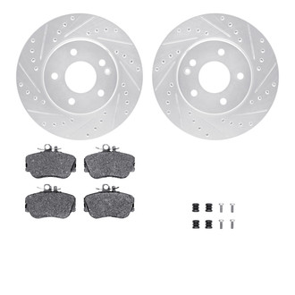 R1 Concepts® - Drilled and Slotted Brake Kit with Semi-Metalic Pads