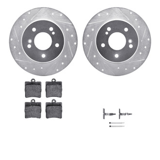R1 Concepts® - Drilled and Slotted Rear Brake Kit with Semi-Metalic Pads