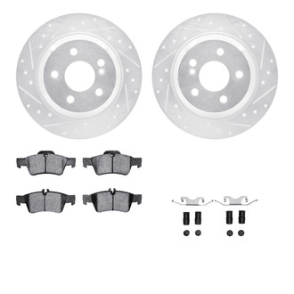R1 Concepts® - Drilled and Slotted Rear Brake Kit with Semi-Metalic Pads