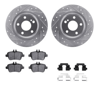 R1 Concepts® - Drilled and Slotted Rear Brake Kit with Semi-Metalic Pads