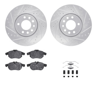 R1 Concepts® - Drilled and Slotted Front Brake Kit with Semi-Metalic Pads