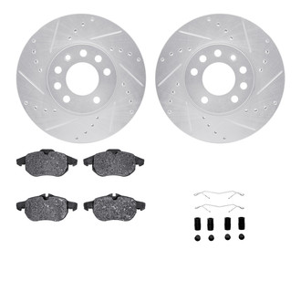 R1 Concepts® - Drilled and Slotted Front Brake Kit with Semi-Metalic Pads