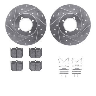 R1 Concepts® - Drilled and Slotted Front Brake Kit with Semi-Metalic Pads