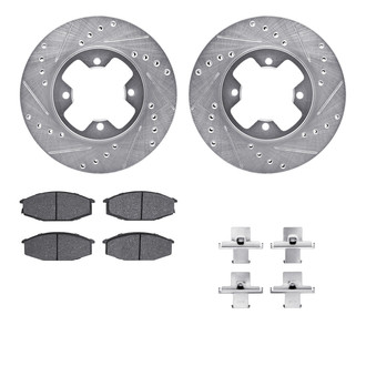 R1 Concepts® - Drilled and Slotted Front Brake Kit with Semi-Metalic Pads