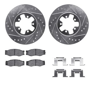 R1 Concepts® - Drilled and Slotted Front Brake Kit with Semi-Metalic Pads