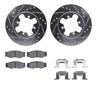 R1 Concepts® - Drilled and Slotted Front Brake Kit with Semi-Metalic Pads
