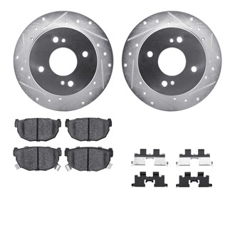 R1 Concepts® - Drilled and Slotted Rear Brake Kit with Semi-Metalic Pads