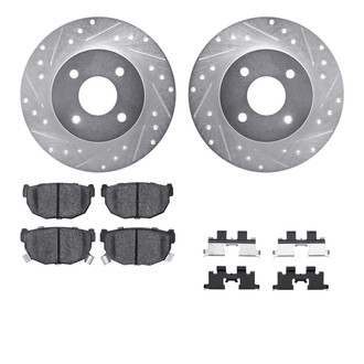 R1 Concepts® - Drilled and Slotted Rear Brake Kit with Semi-Metalic Pads