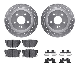 R1 Concepts® - Drilled and Slotted Rear Brake Kit with Semi-Metalic Pads
