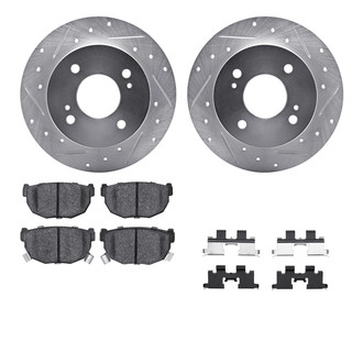 R1 Concepts® - Drilled and Slotted Rear Brake Kit with Semi-Metalic Pads