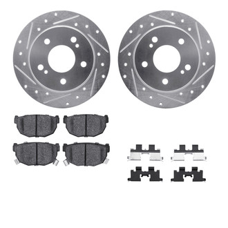 R1 Concepts® - Drilled and Slotted Rear Brake Kit with Semi-Metalic Pads