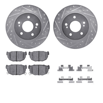 R1 Concepts® - Drilled and Slotted Rear Brake Kit with Semi-Metalic Pads