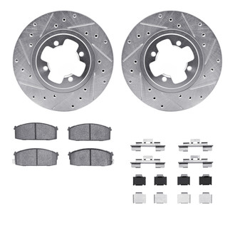 R1 Concepts® - Drilled and Slotted Front Brake Kit with Semi-Metalic Pads