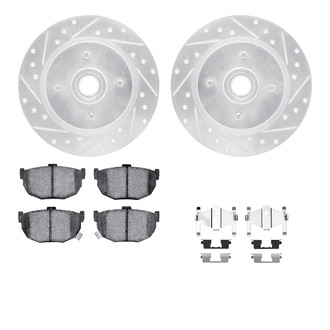 R1 Concepts® - Drilled and Slotted Rear Brake Kit with Semi-Metalic Pads