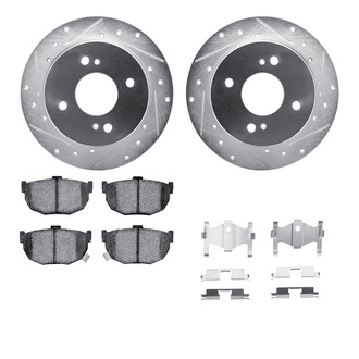 R1 Concepts® - Drilled and Slotted Rear Brake Kit with Semi-Metalic Pads