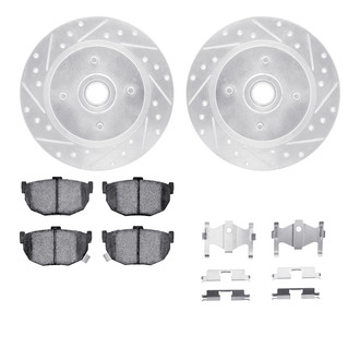 R1 Concepts® - Drilled and Slotted Rear Brake Kit with Semi-Metalic Pads