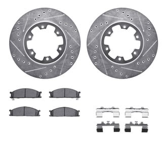 R1 Concepts® - Drilled and Slotted Front Brake Kit with Semi-Metalic Pads