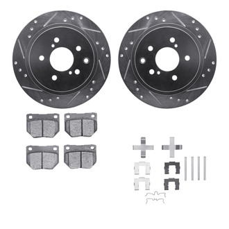 R1 Concepts® - Drilled and Slotted Rear Brake Kit with Semi-Metalic Pads