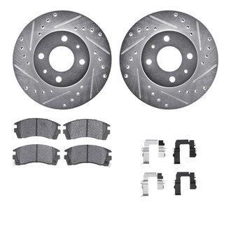 R1 Concepts® - Drilled and Slotted Brake Kit with Semi-Metalic Pads