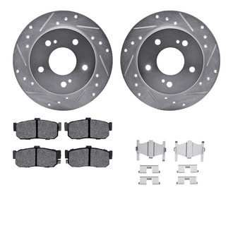 R1 Concepts® - Drilled and Slotted Rear Brake Kit with Semi-Metalic Pads