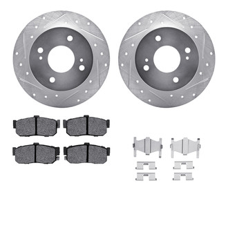R1 Concepts® - Drilled and Slotted Rear Brake Kit with Semi-Metalic Pads