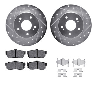 R1 Concepts® - Drilled and Slotted Rear Brake Kit with Semi-Metalic Pads