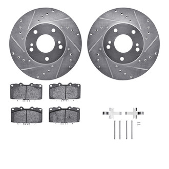 R1 Concepts® - Drilled and Slotted Front Brake Kit with Semi-Metalic Pads