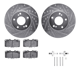 R1 Concepts® - Drilled and Slotted Front Brake Kit with Semi-Metalic Pads