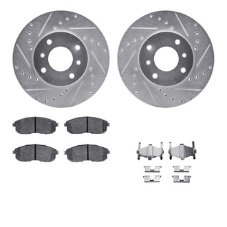 R1 Concepts® - Drilled and Slotted Front Brake Kit with Semi-Metalic Pads