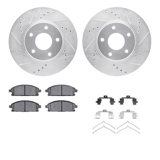 R1 Concepts® - Drilled and Slotted Front Brake Kit with Semi-Metalic Pads