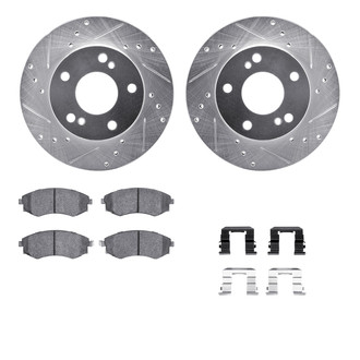 R1 Concepts® - Drilled and Slotted Front Brake Kit with Semi-Metalic Pads