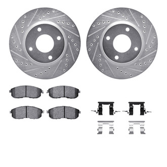 R1 Concepts® - Drilled and Slotted Front Brake Kit with Semi-Metalic Pads