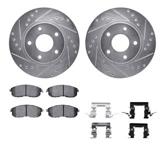 R1 Concepts® - Drilled and Slotted Front Brake Kit with Semi-Metalic Pads