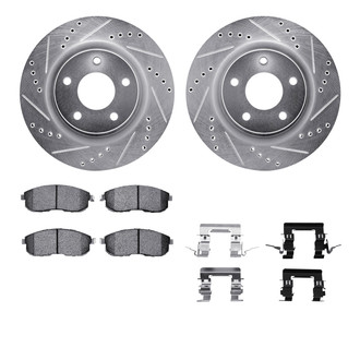 R1 Concepts® - Drilled and Slotted Front Brake Kit with Semi-Metalic Pads