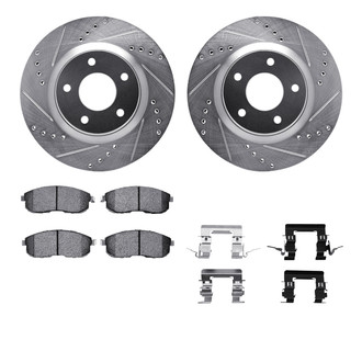 R1 Concepts® - Drilled and Slotted Front Brake Kit with Semi-Metalic Pads